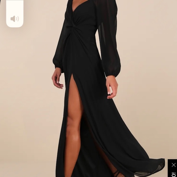 Lulus Composed Soiree Black Twist-front Long Sleeve Maxi Dress - Size XL - Picture 2 of 4